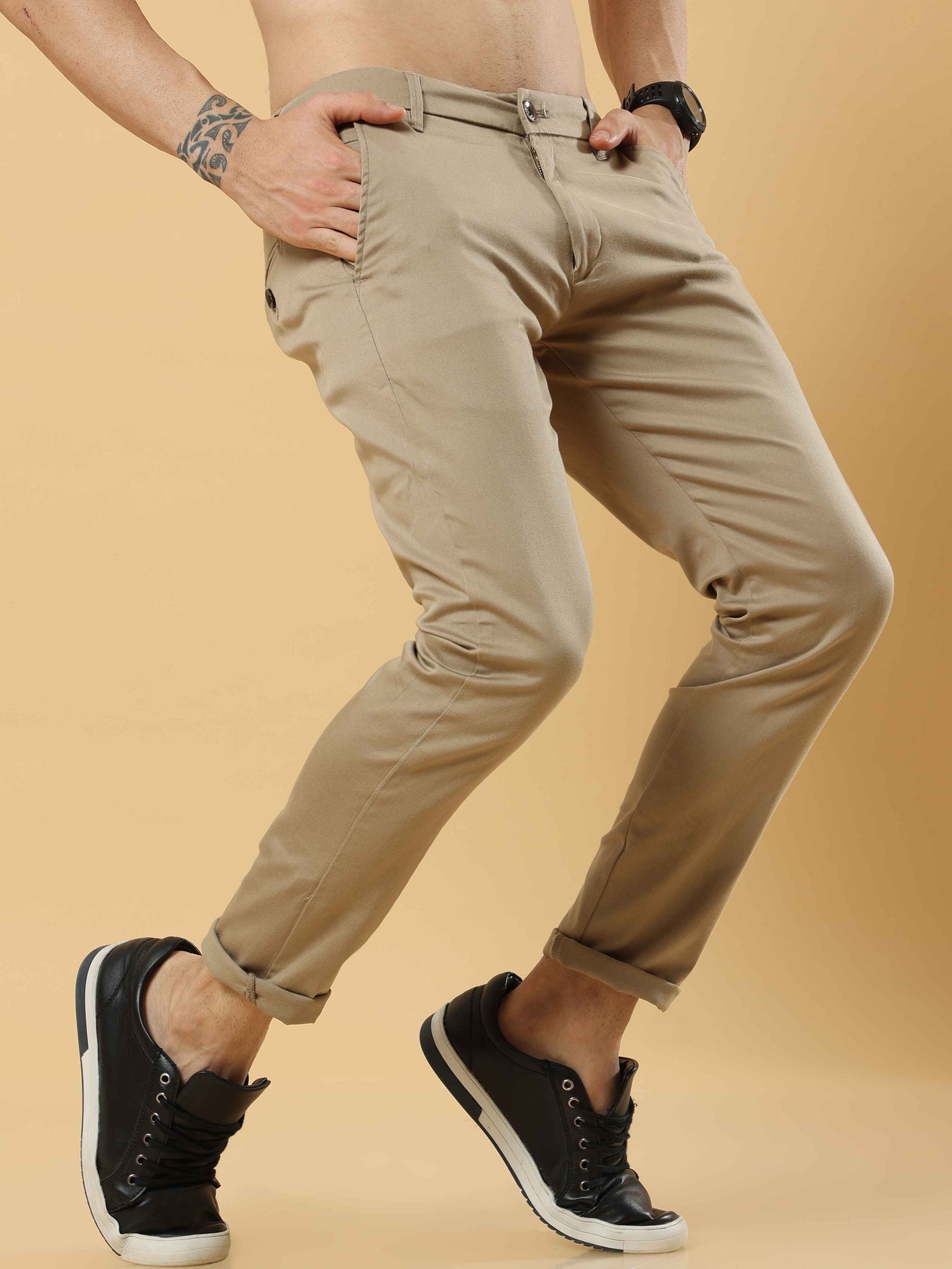 Mens Light Khaki Cotton Trousers – Karlsburg